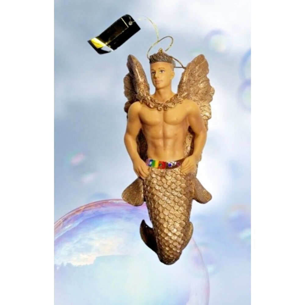 GAYBRIEL MERMAN Ornament December Diamonds Gold Wings Boxed Boutique Pride